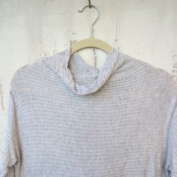 We The Free Tunic Oversized Funnel Neck Raw Hem Gap Back Women's Large Grey - Picture 3 of 10